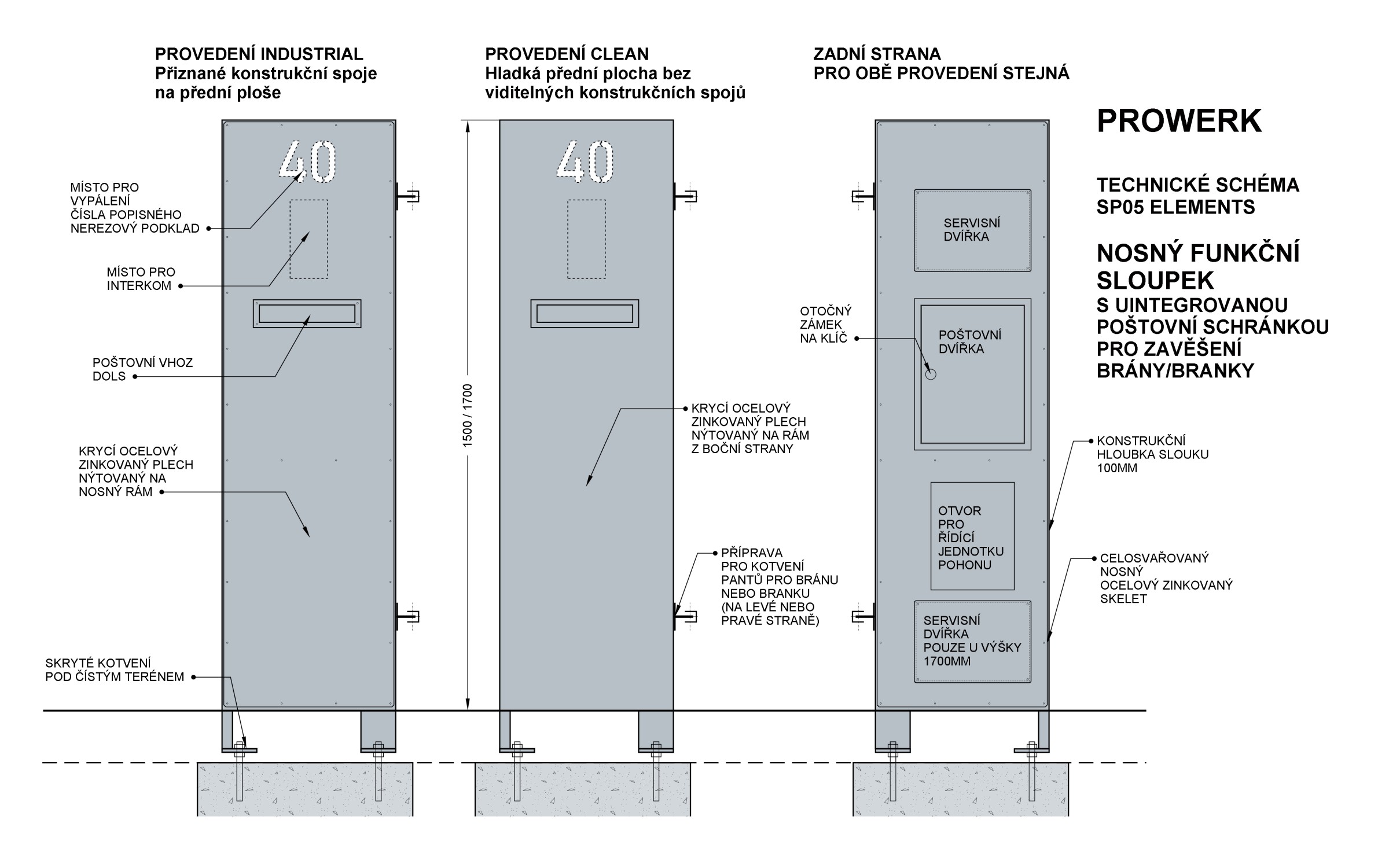 Nosný funkční sloupek s integrovanou poštovní schránkou | s číslem popisným | lakováno - Obrázek 2